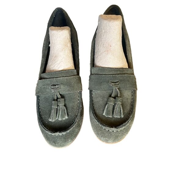 Mia Suede Wedge 10 Green Slip On Platform Boho Tassel Retro Hippie Indie Y2K 80s - Picture 11 of 14